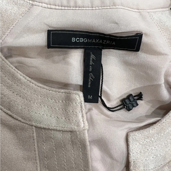 NWT BCBG Maxazaria PINK SUEDE Short Dress with Cold Shoulder Peach medium m - Picture 3 of 8